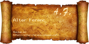 Alter Ferenc névjegykártya
